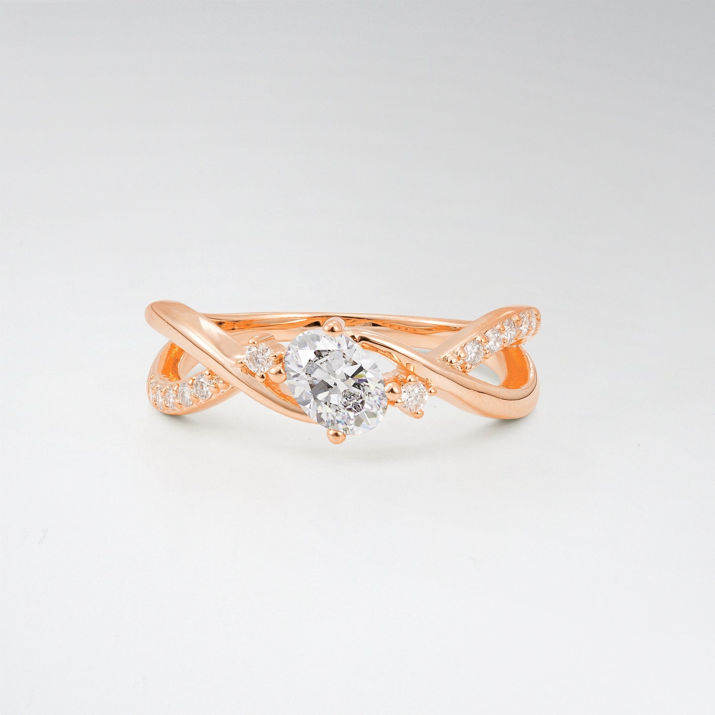 Modern Oval Cut Moissanite Infinity Twisted Bypass Promise Ring - Additional view
