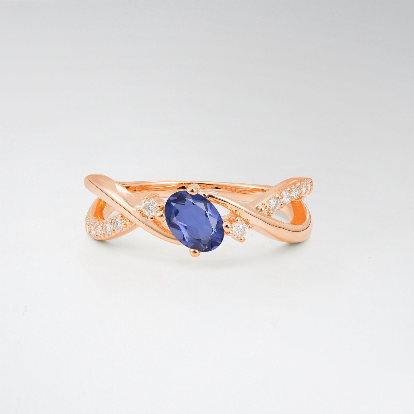 Modern Oval Cut Tanzanite Infinity Twisted Bypass Promise Ring - Additional view