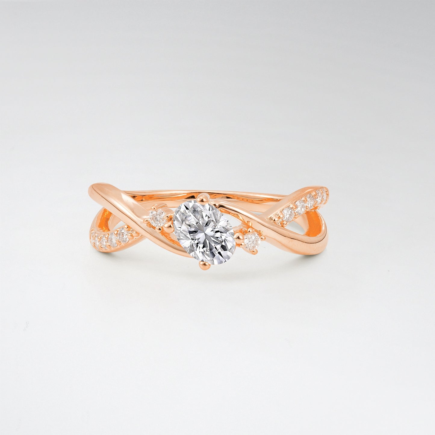 Modern Oval Cut Lab Diamond Infinity Twisted Bypass Promise Ring - Additional view