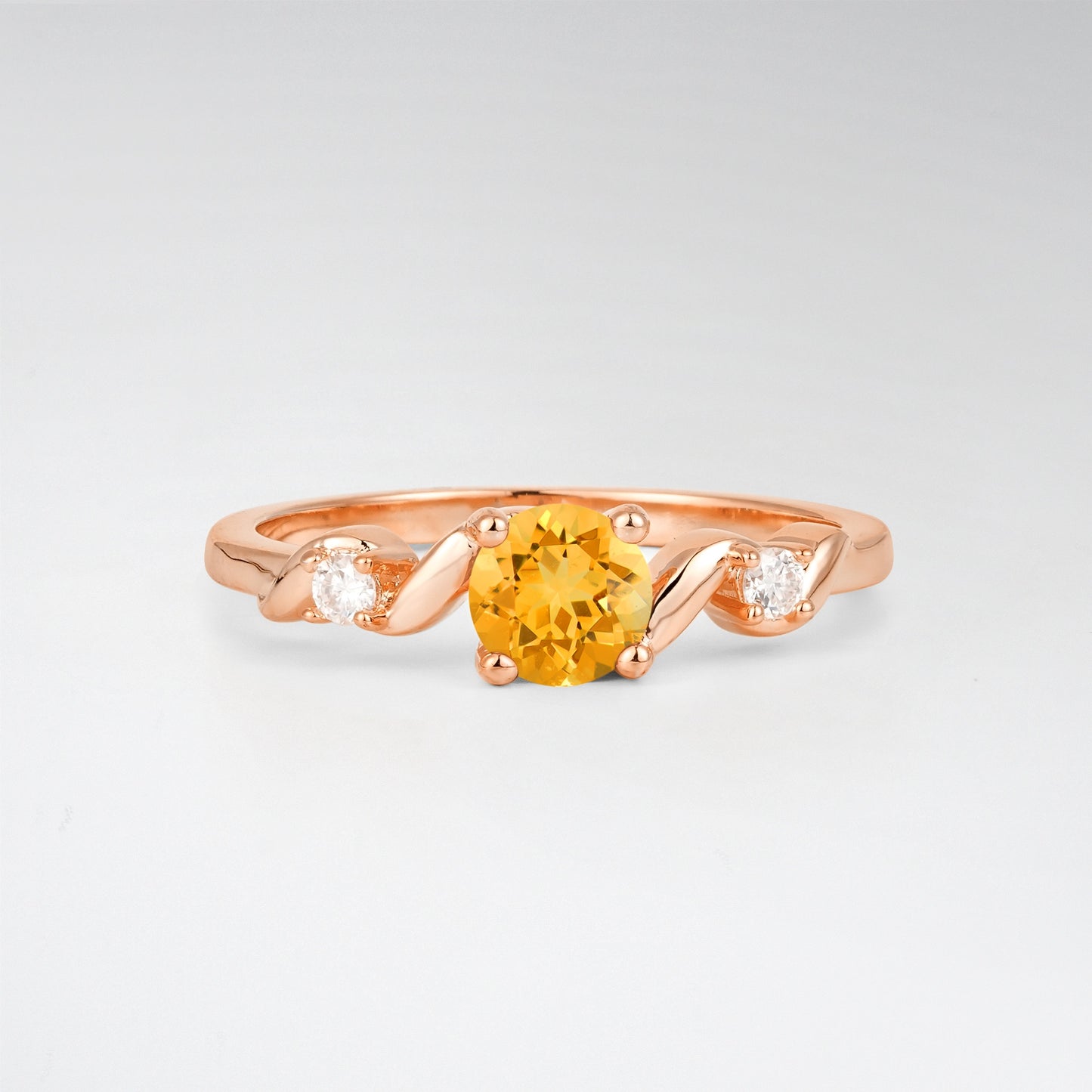 Twist Round Cut Citrine Promise Ring with Accent Stones - Additional view