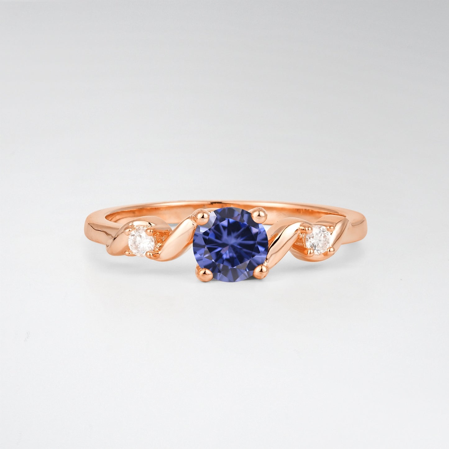 Twist Round Cut Tanzanite Promise Ring with Accent Stones - Additional view