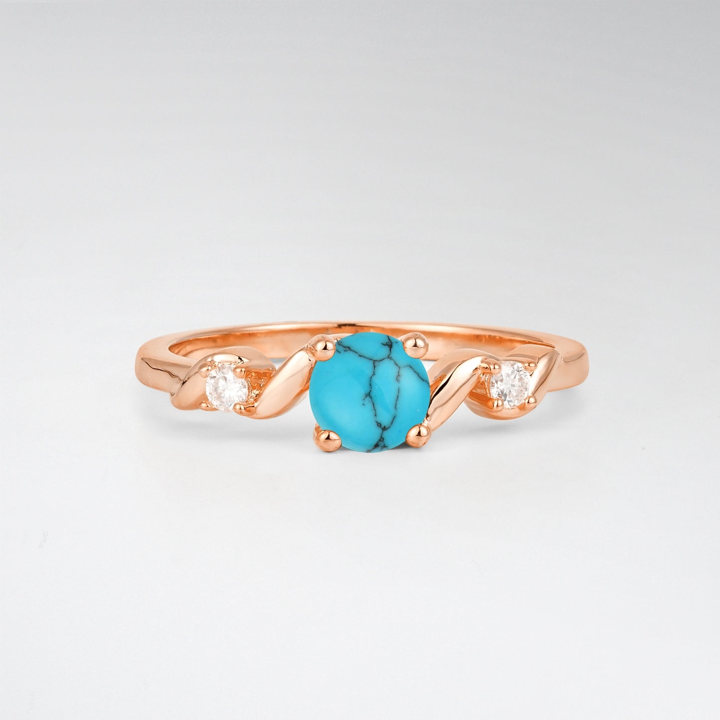 Twist Round Cut Turquoise Promise Ring with Accent Stones - Additional view