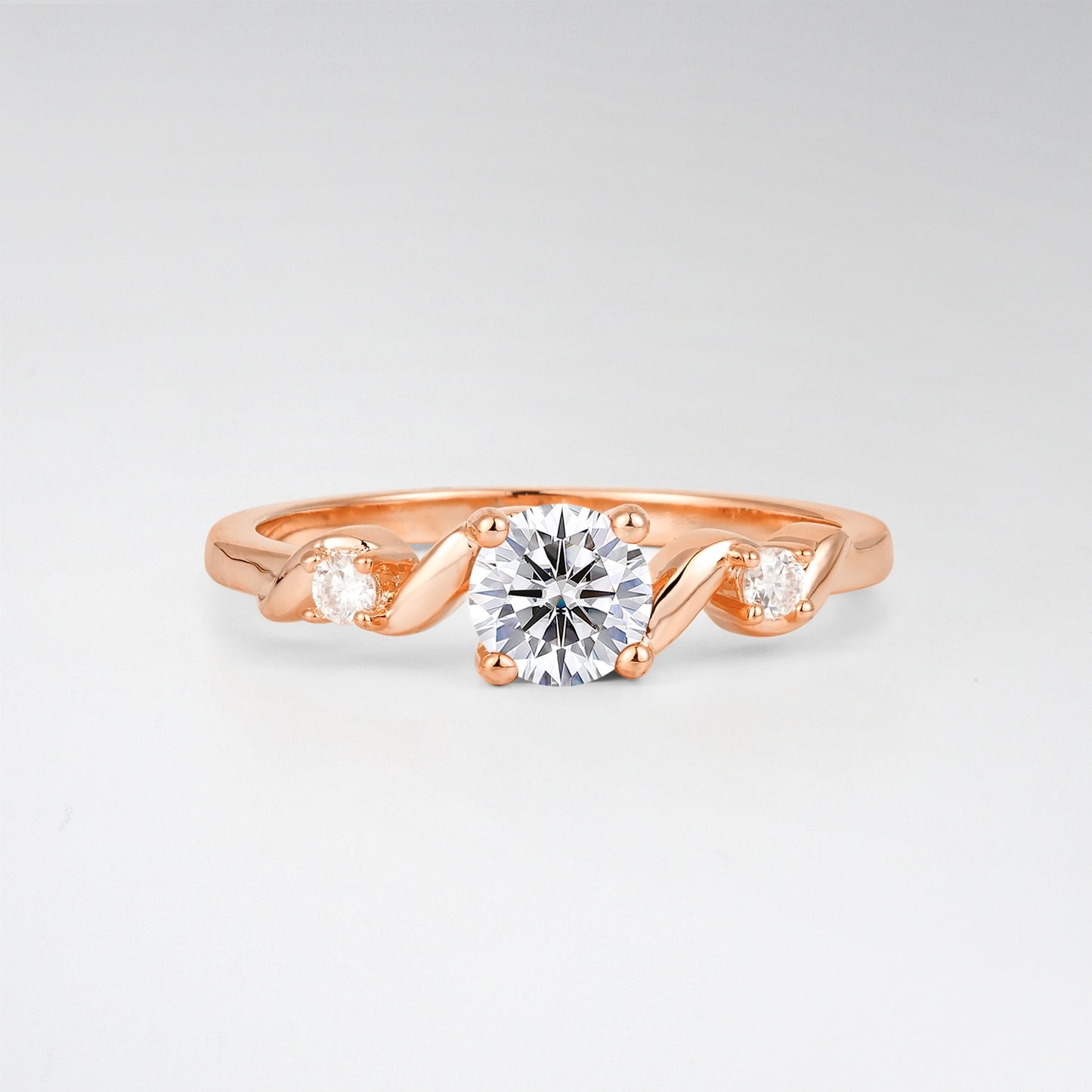Twist Round Cut Lab Diamond Promise Ring with Accent Stones - Additional view