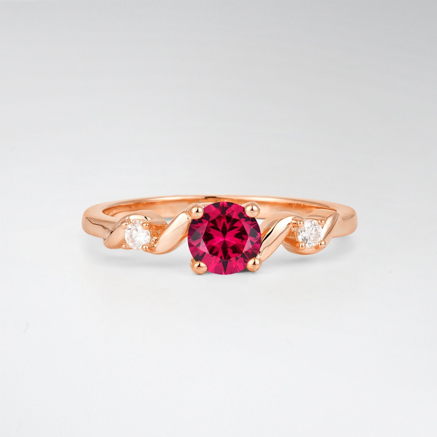 Twist Round Cut Ruby Promise Ring with Accent Stones - Additional view