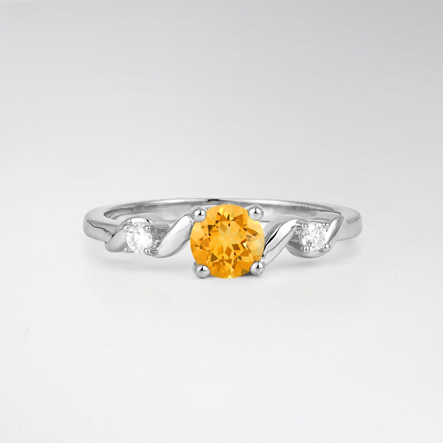 Twist Round Cut Citrine Promise Ring with Accent Stones - Additional view