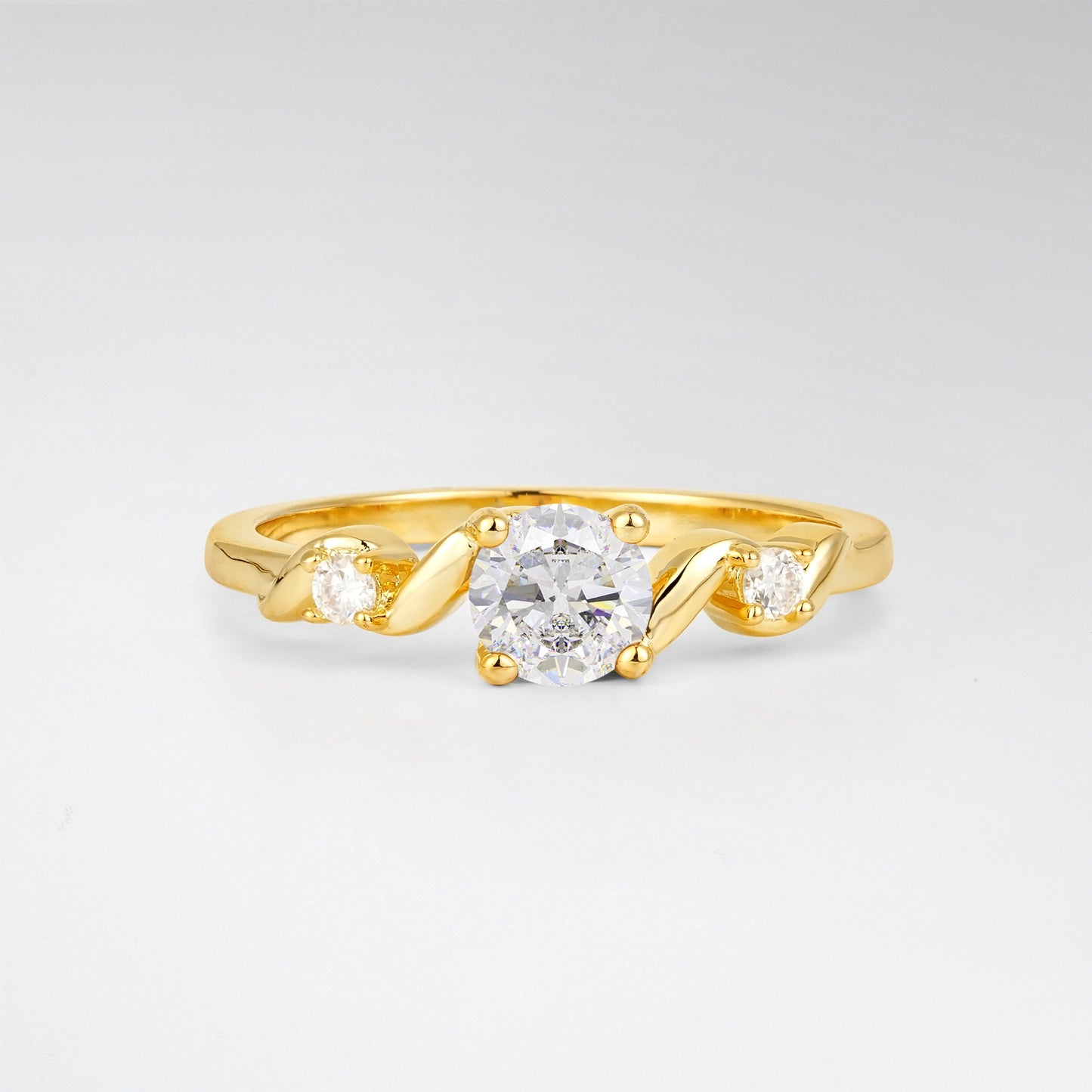 Twist Round Cut Moissanite Promise Ring with Accent Stones - Additional view