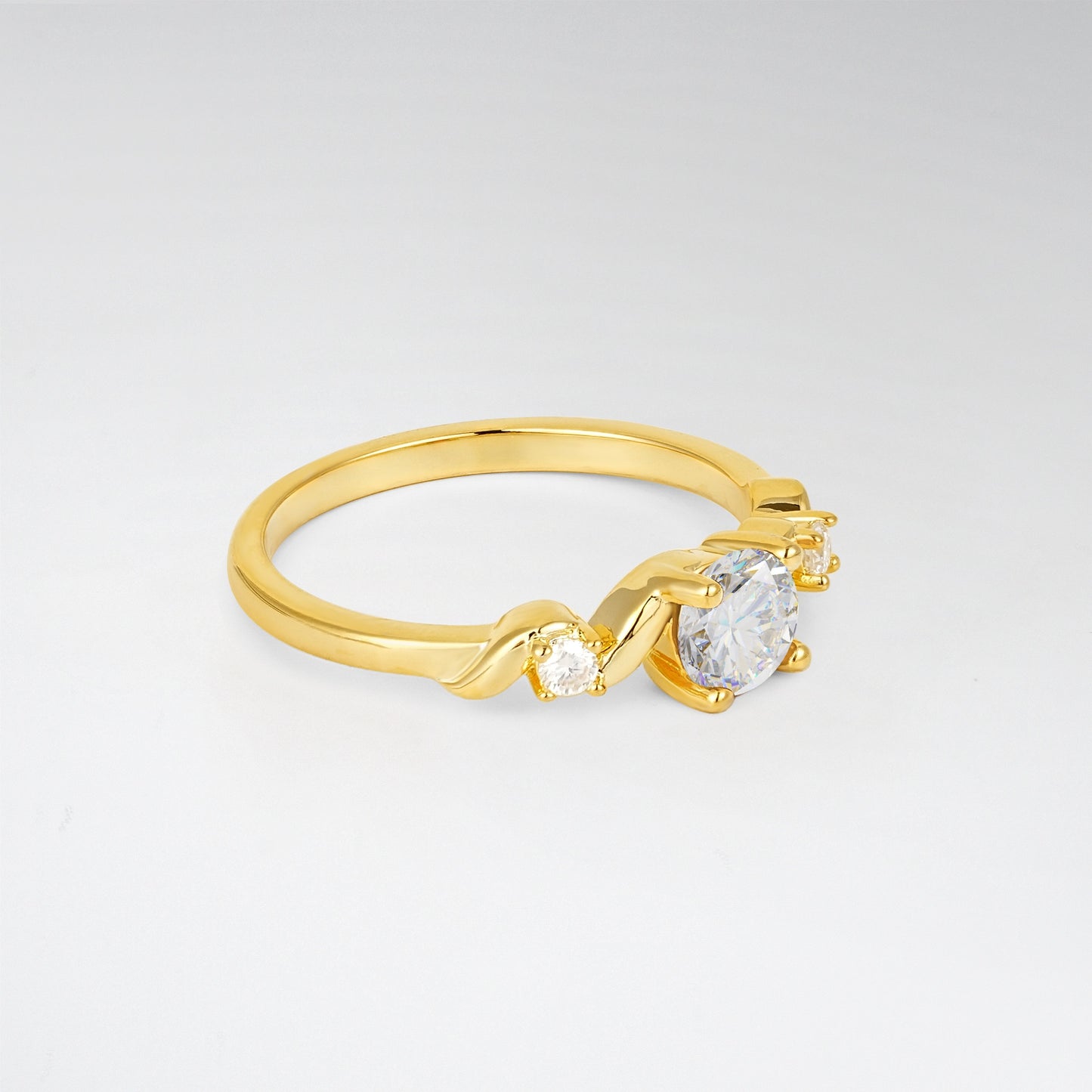 Twist Round Cut Moissanite Promise Ring with Accent Stones - Additional view