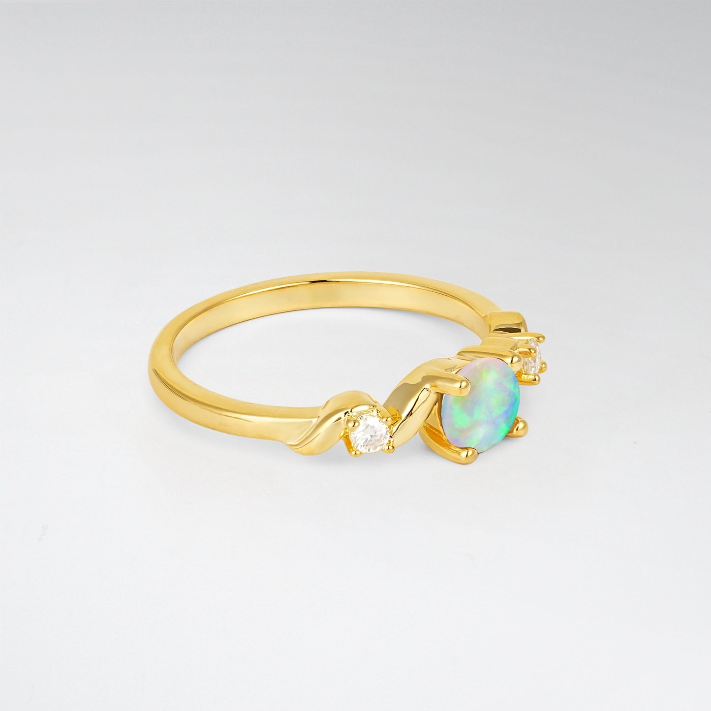 Twist Round Cut Opal Promise Ring with Accent Stones - Additional view