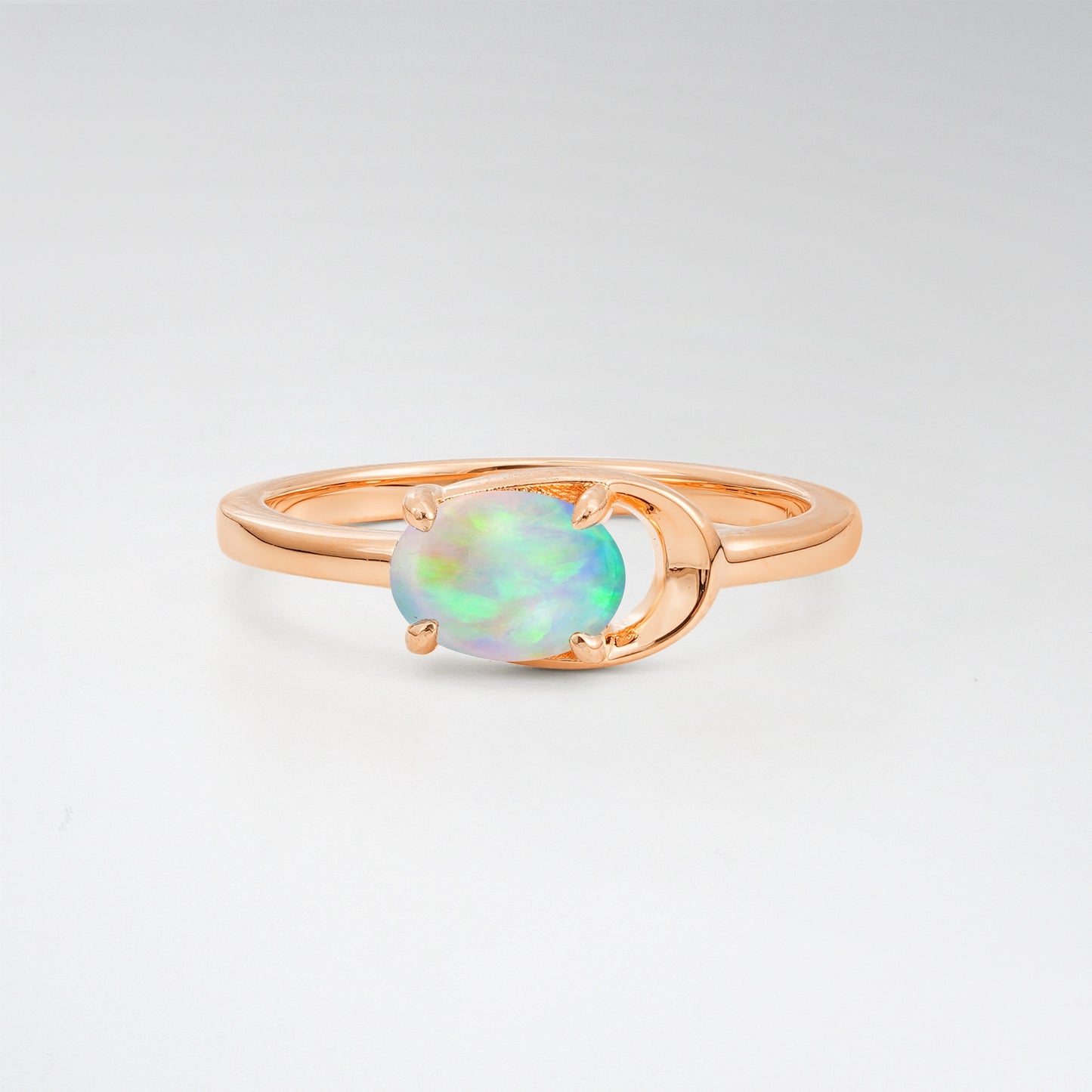 Minimalist Oval Cut Opal Modern Wrap Solitaire Ring - Additional view