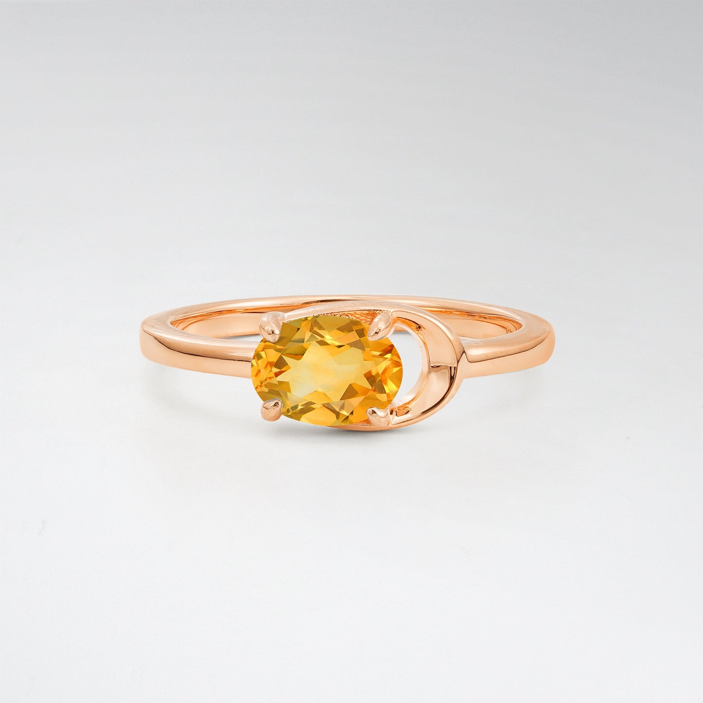 Minimalist Oval Cut Citrine Modern Wrap Solitaire Ring - Additional view