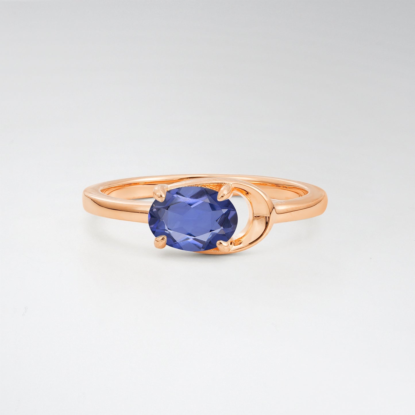 Minimalist Oval Cut Tanzanite Modern Wrap Solitaire Ring - Additional view