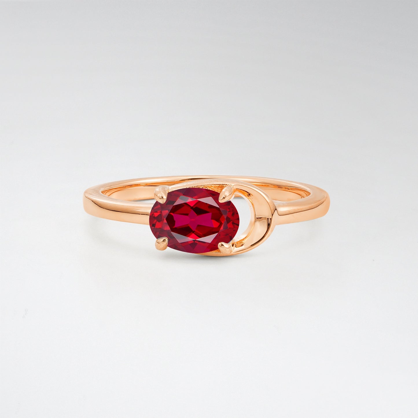 Minimalist Oval Cut Ruby Modern Wrap Solitaire Ring - Additional view