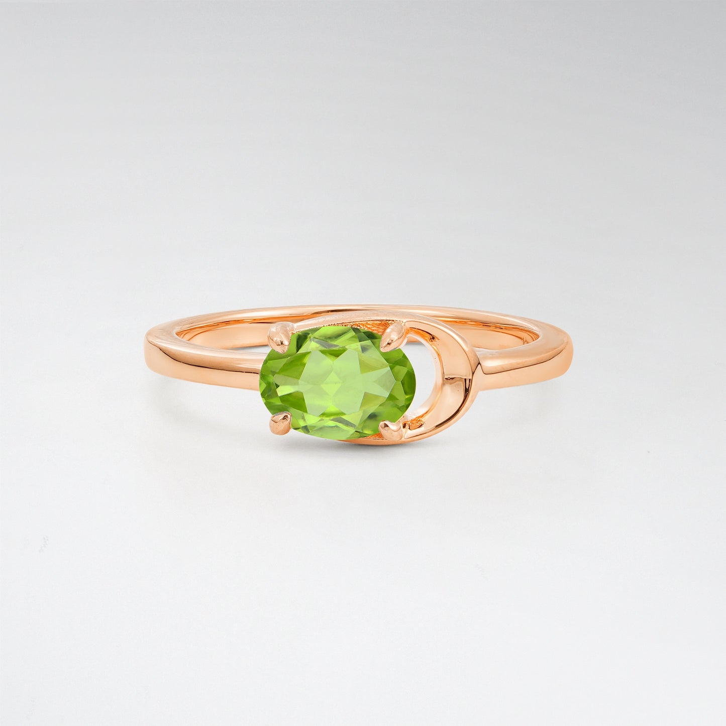 Minimalist Oval Cut Peridot Modern Wrap Solitaire Ring - Additional view