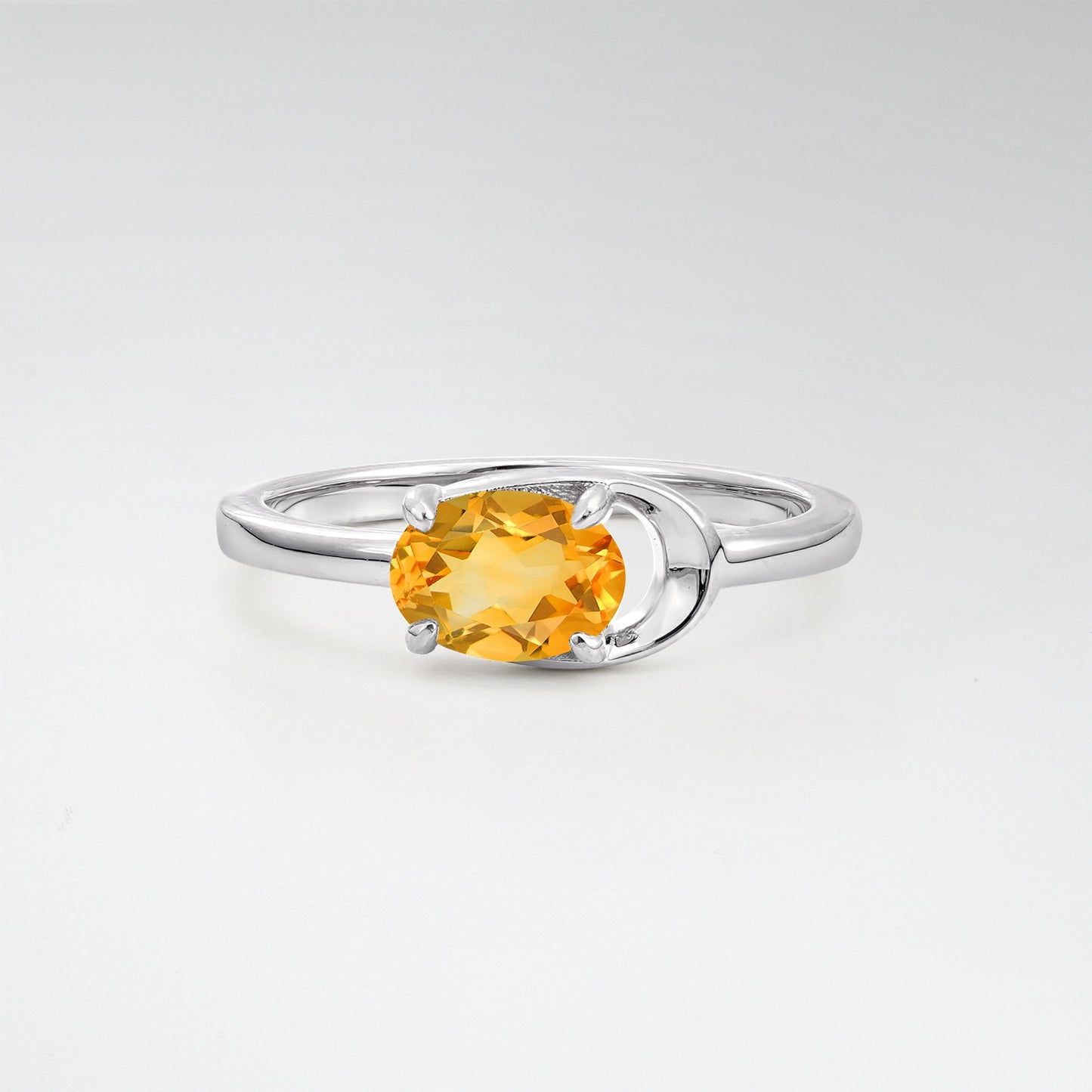 Minimalist Oval Cut Citrine Modern Wrap Solitaire Ring - Additional view