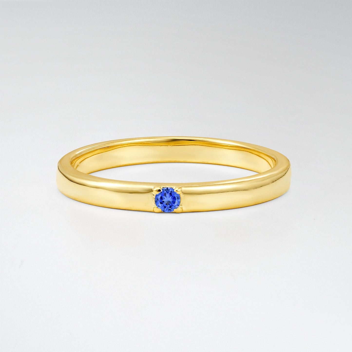 Modern Round Cut Sapphire Minimalist Wedding Band - Additional view