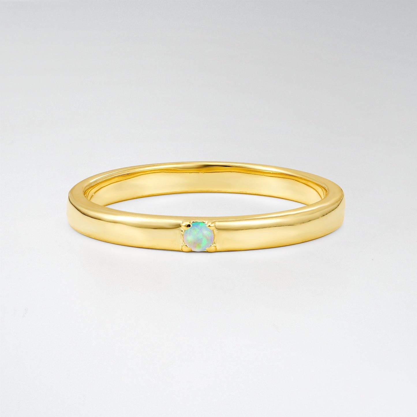 Modern Round Cut Opal Minimalist Wedding Band - Additional view