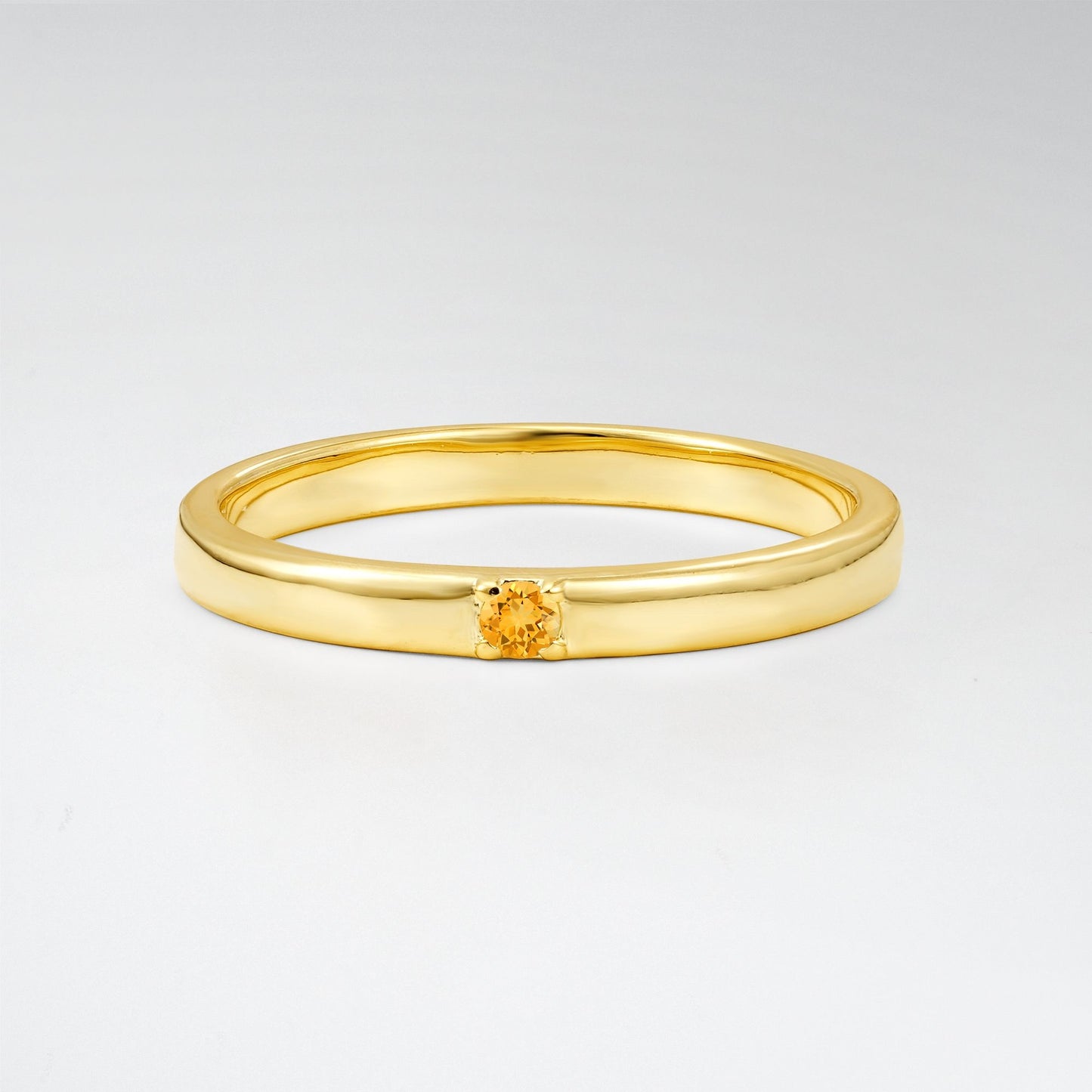 Modern Round Cut Citrine Minimalist Wedding Band - Additional view