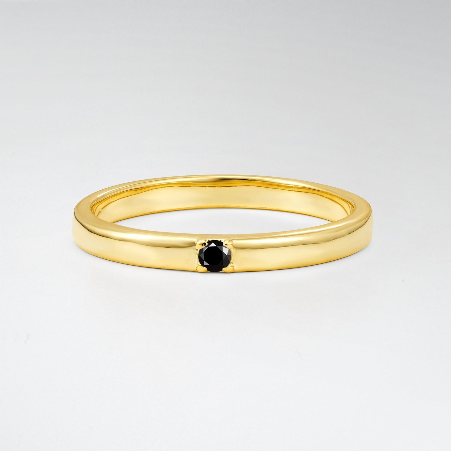 Modern Round Cut Black Onyx Minimalist Wedding Band - Additional view