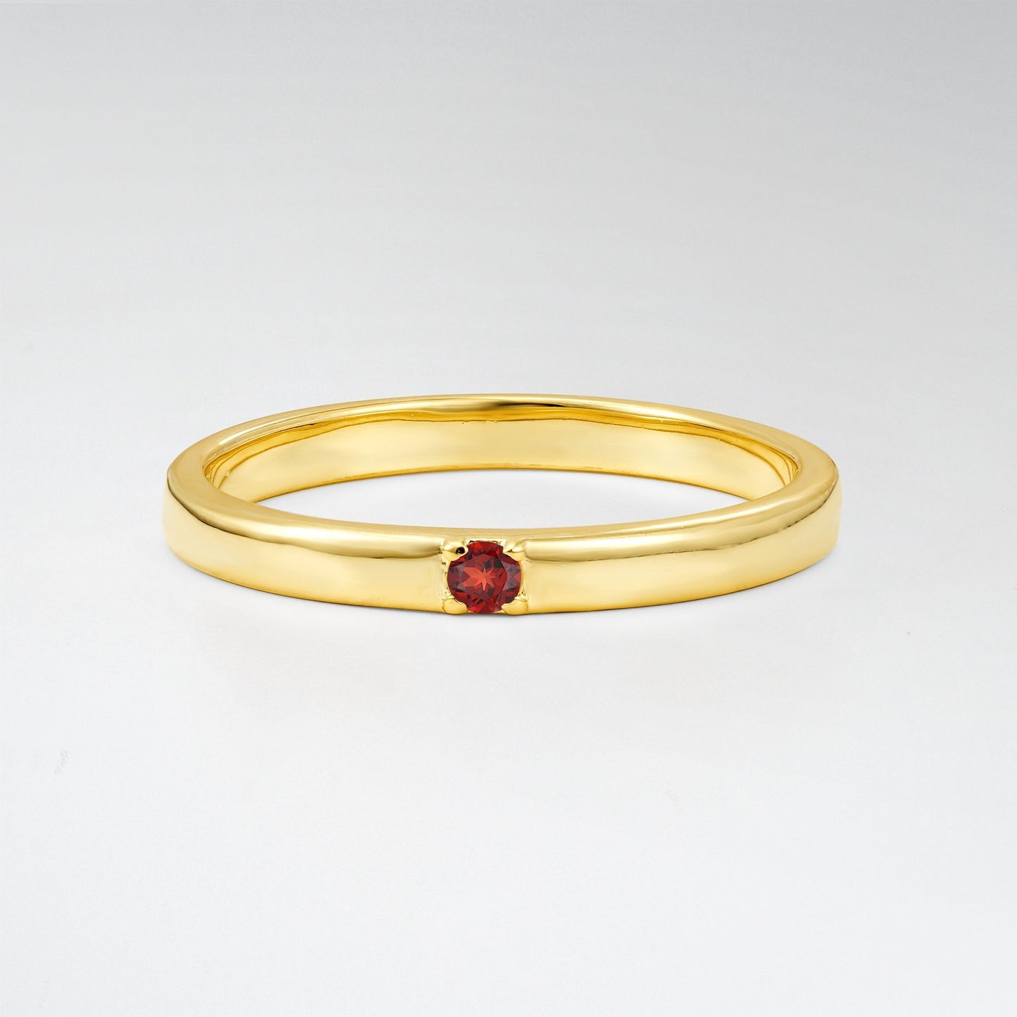 Modern Round Cut Garnet Minimalist Wedding Band - Additional view