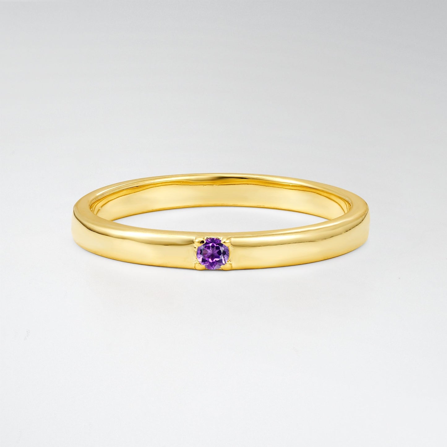 Modern Round Cut Amethyst Minimalist Wedding Band - Additional view