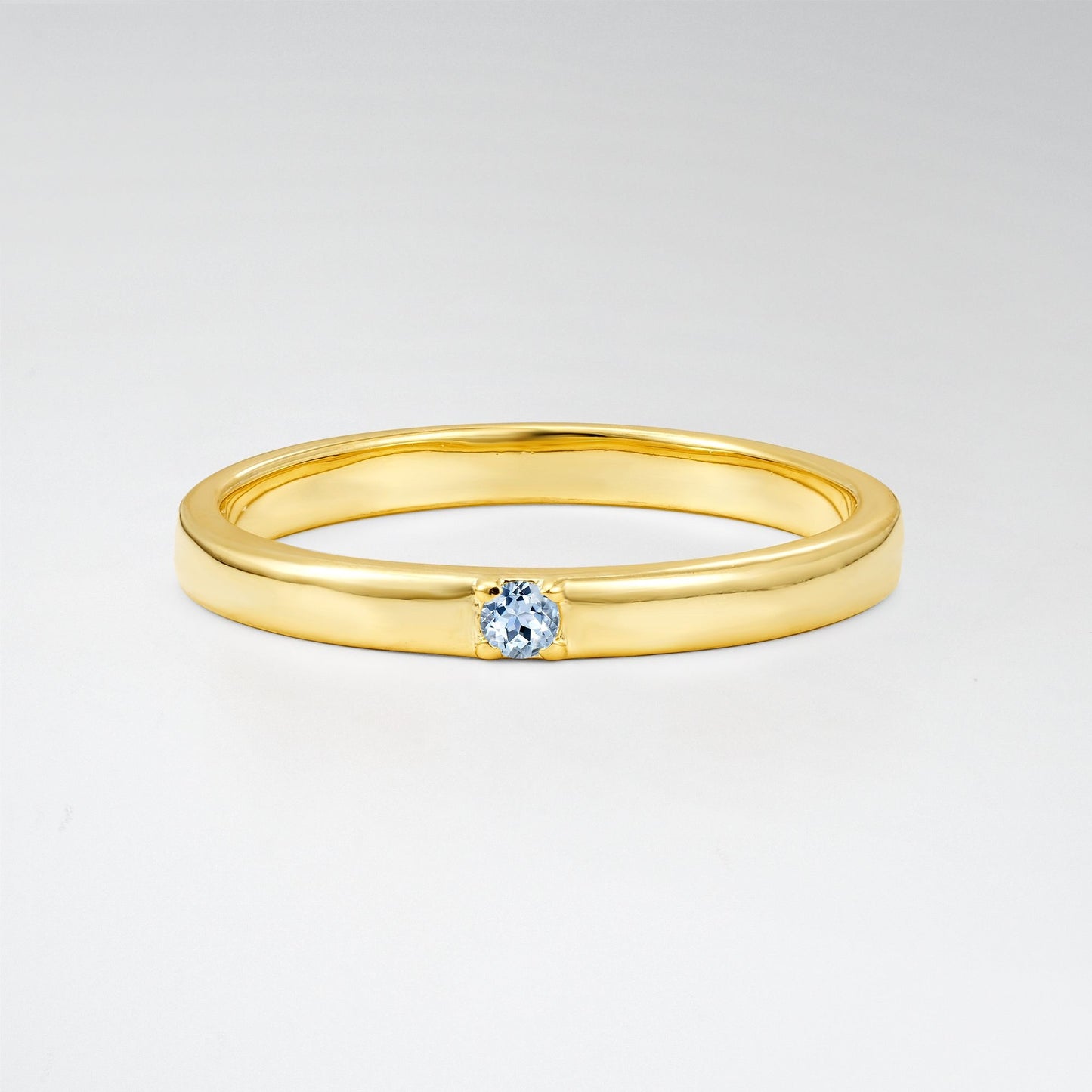 Modern Round Cut Aquamarine Minimalist Wedding Band - Additional view
