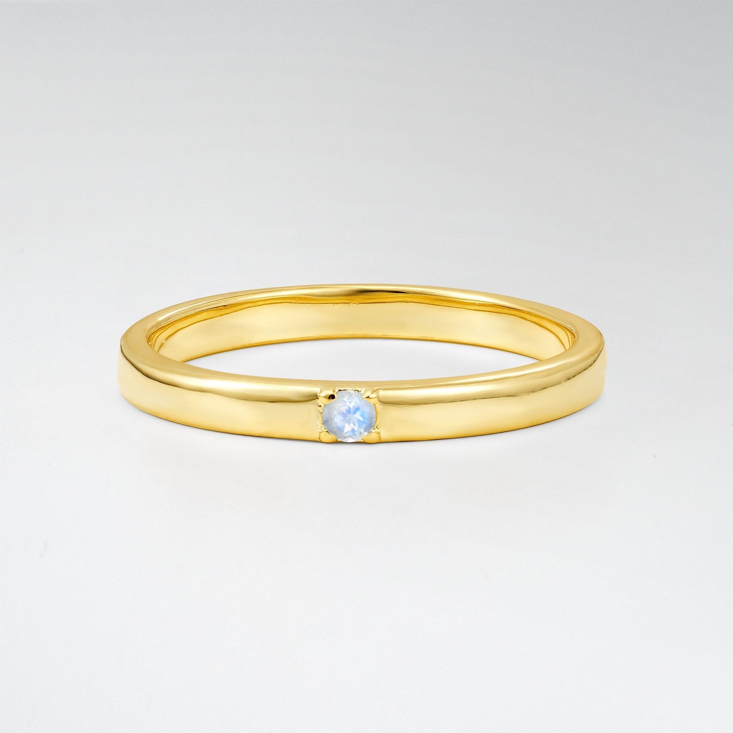 Modern Round Cut Moonstone Minimalist Wedding Band - Additional view