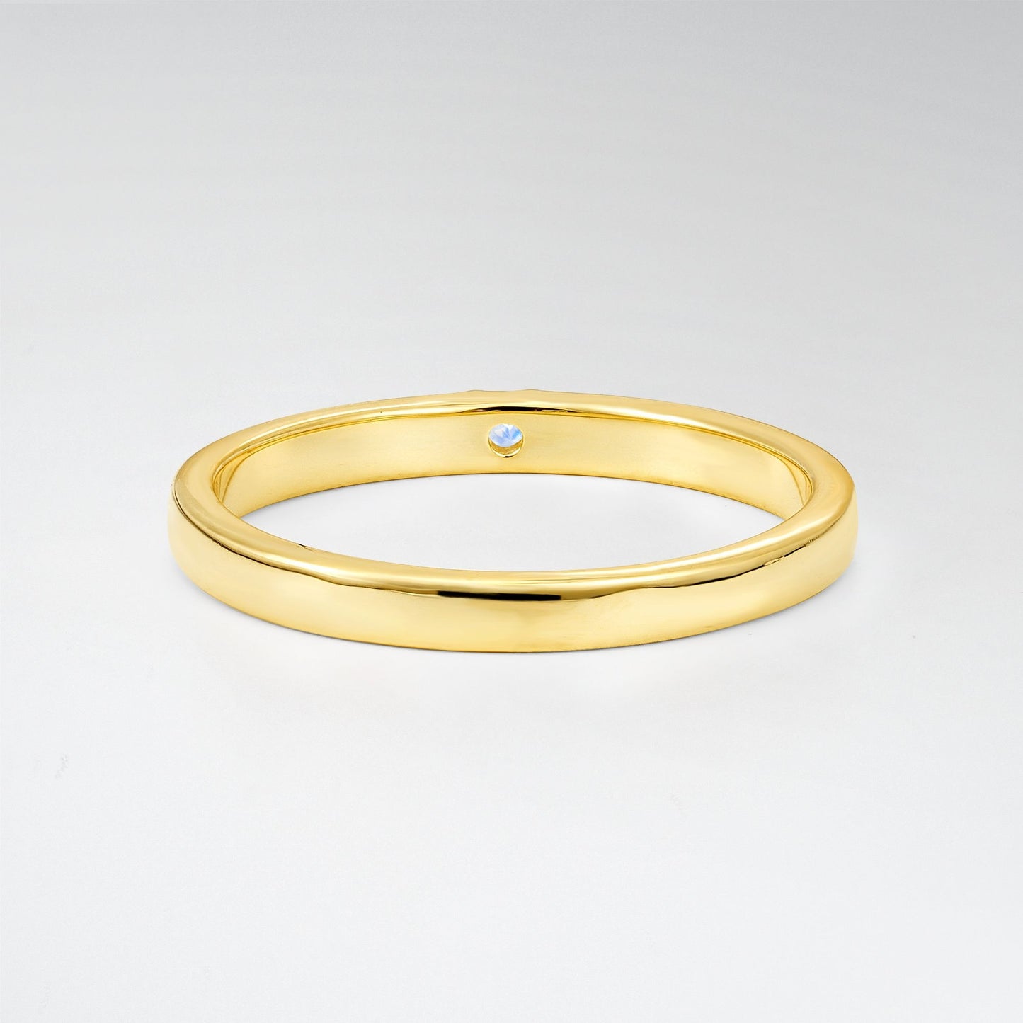 Modern Round Cut Moonstone Minimalist Wedding Band - Additional view