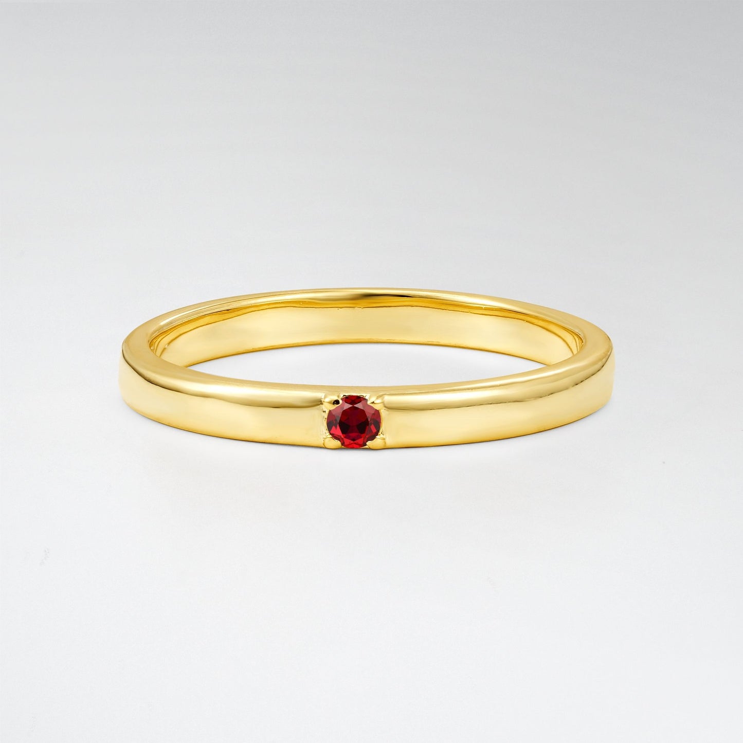 Modern Round Cut Ruby Minimalist Wedding Band - Additional view