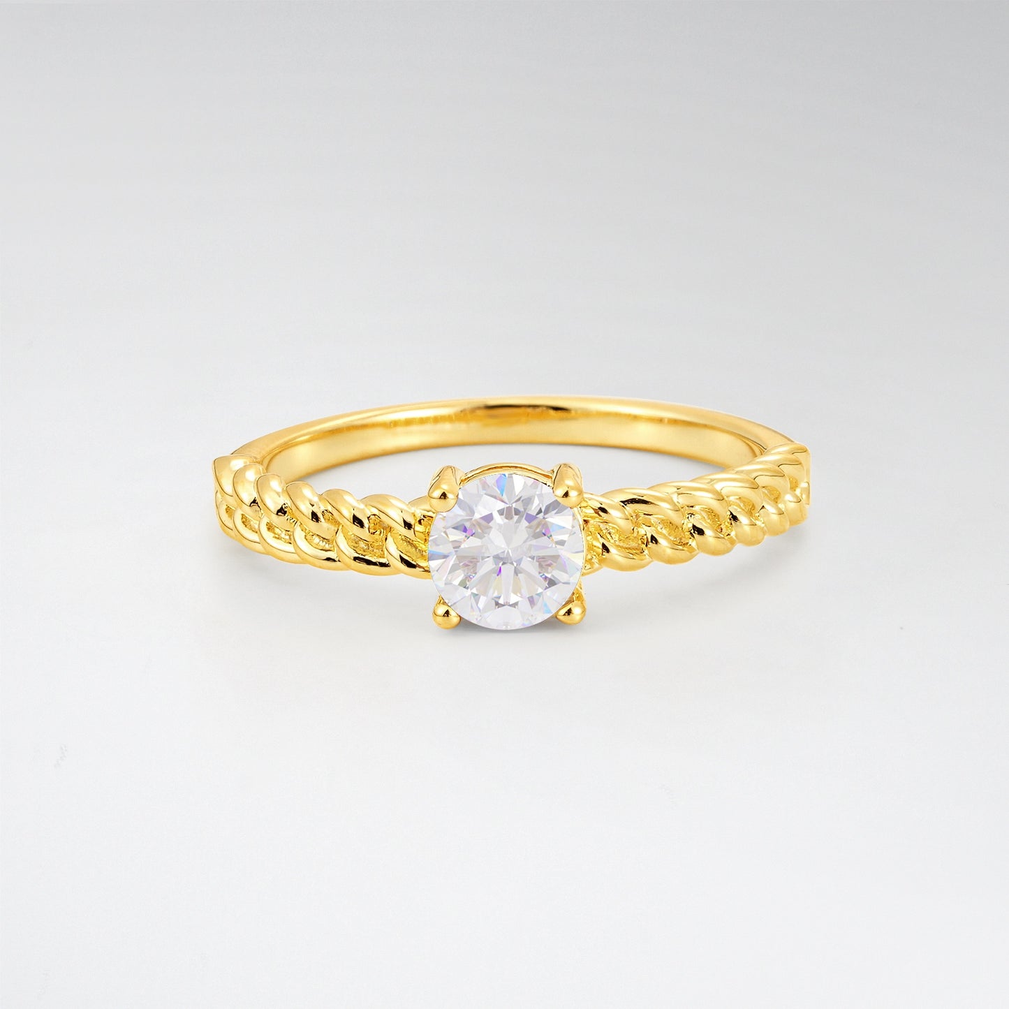 Round Cut Twisted Rope Moissanite Solitaire Engagement Ring - Additional view