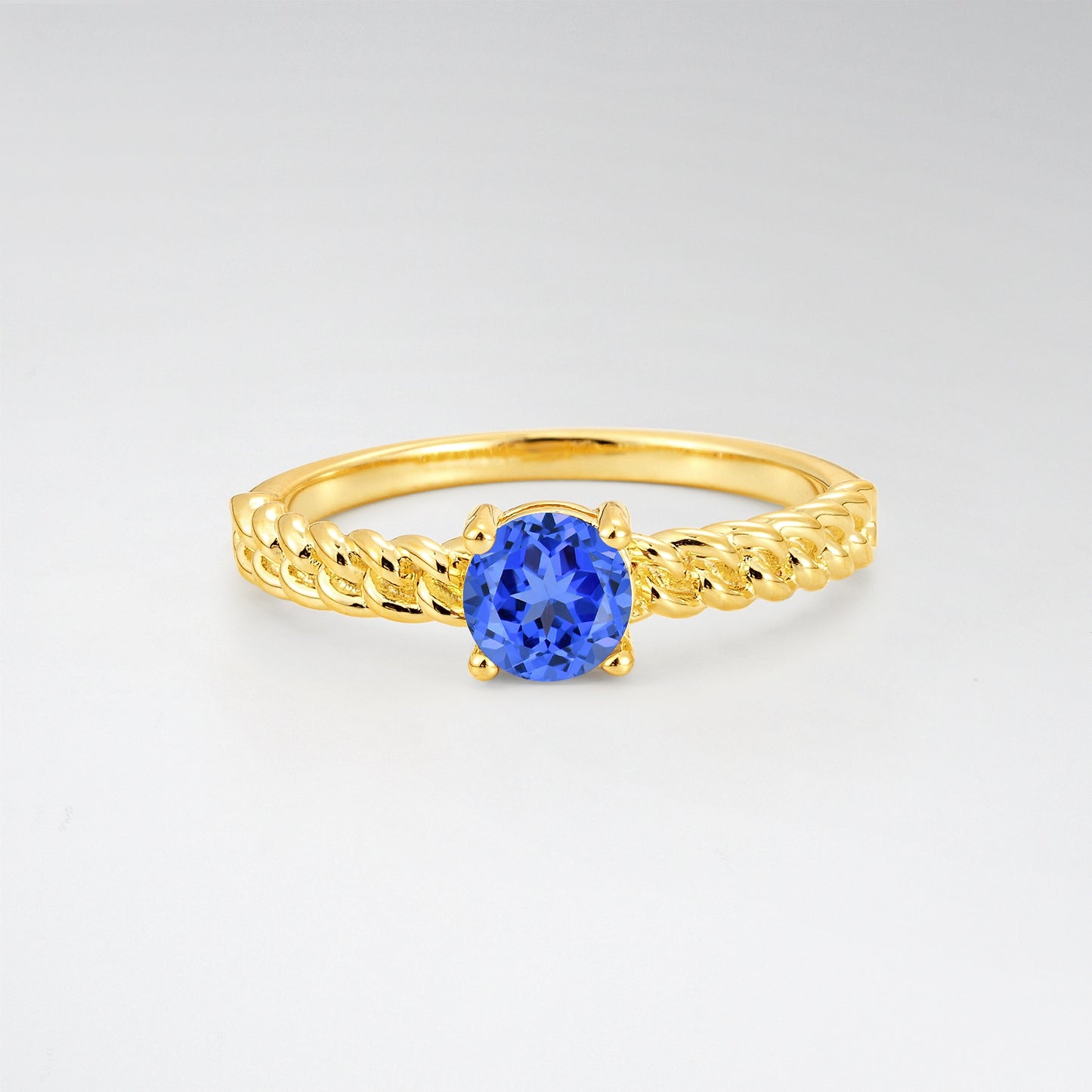 Round Cut Twisted Rope Sapphire Solitaire Engagement Ring - Additional view