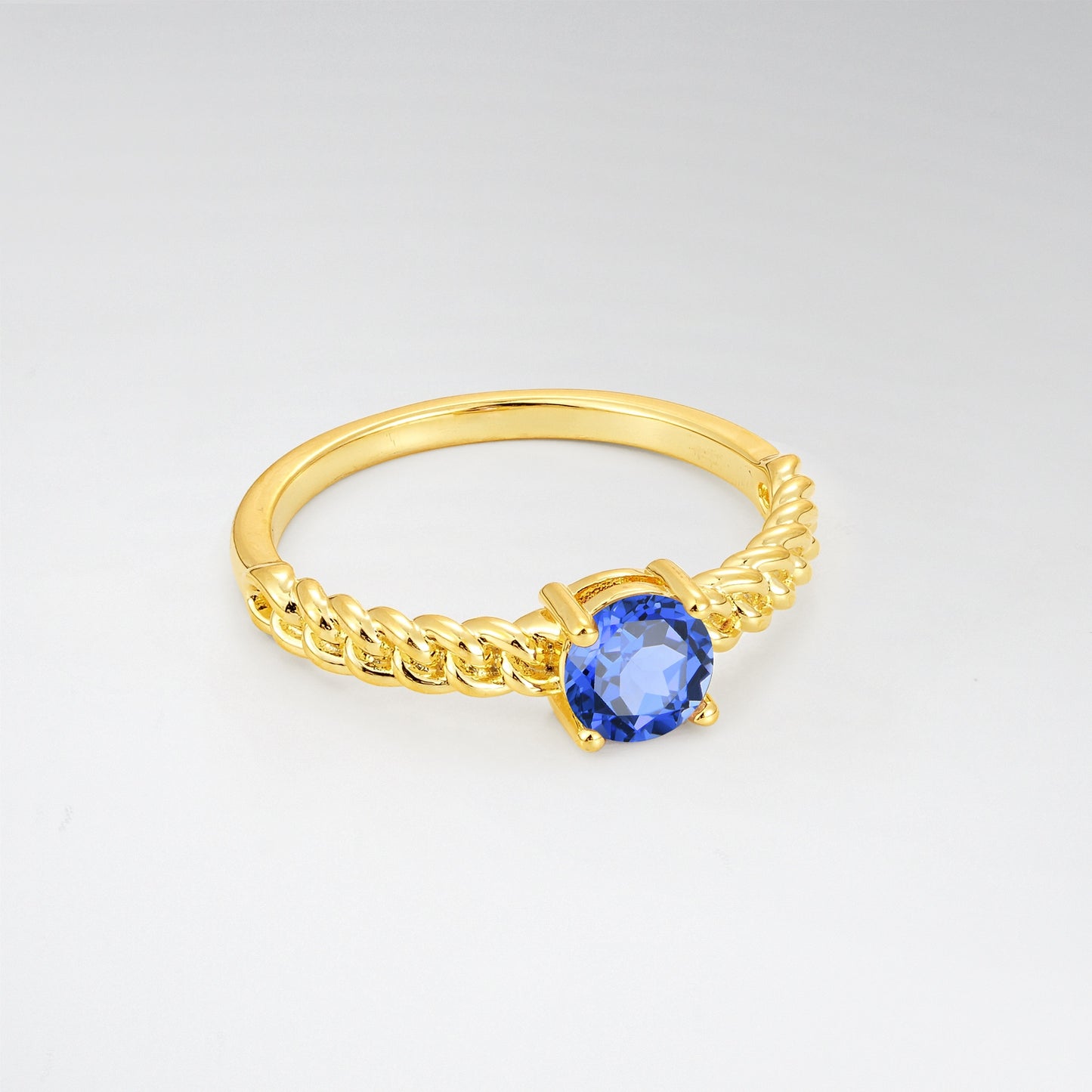 Round Cut Twisted Rope Sapphire Solitaire Engagement Ring - Additional view