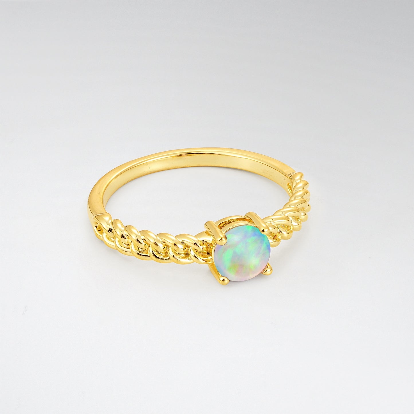 Round Cut Twisted Rope Opal Solitaire Engagement Ring - Additional view