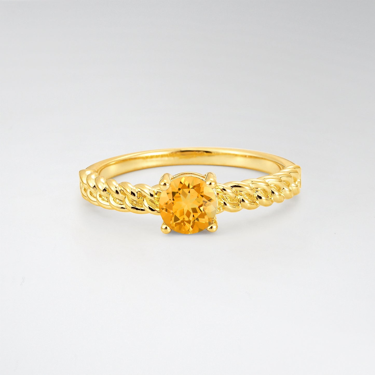 Round Cut Twisted Rope Citrine Solitaire Engagement Ring - Additional view