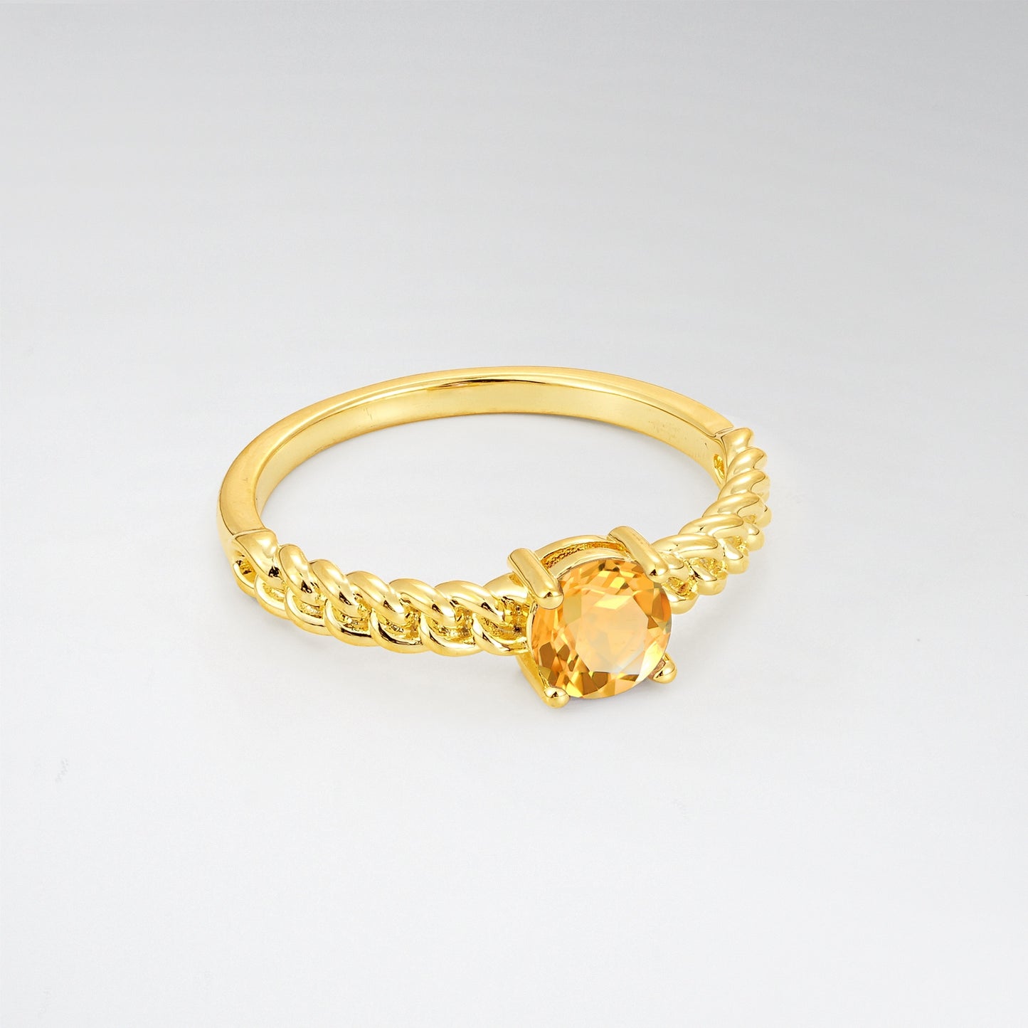 Round Cut Twisted Rope Citrine Solitaire Engagement Ring - Additional view
