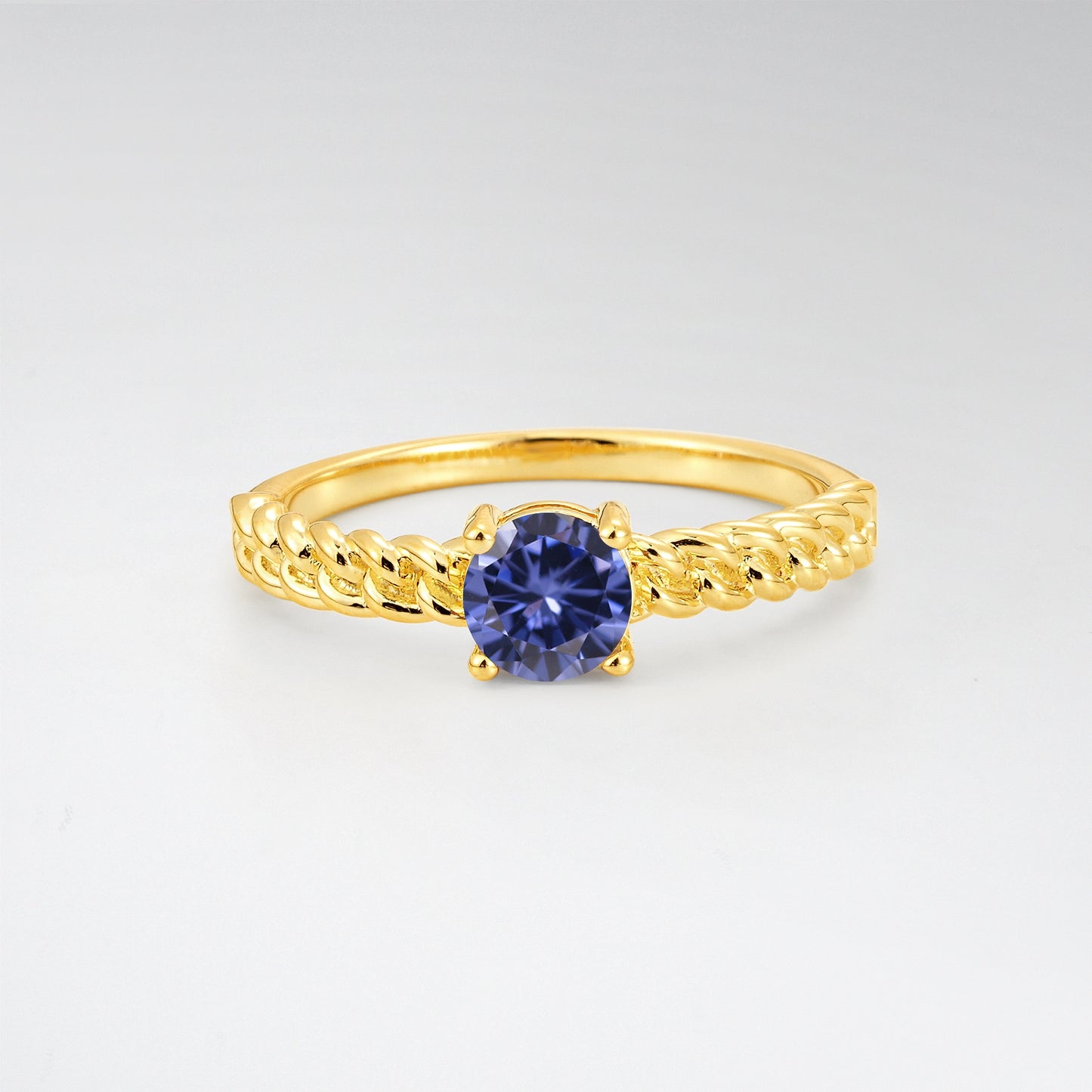 Round Cut Twisted Rope Tanzanite Solitaire Engagement Ring - Additional view
