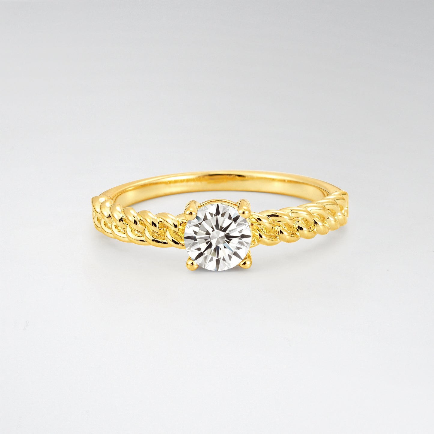 Round Cut Twisted Rope Lab Diamond Solitaire Engagement Ring - Additional view