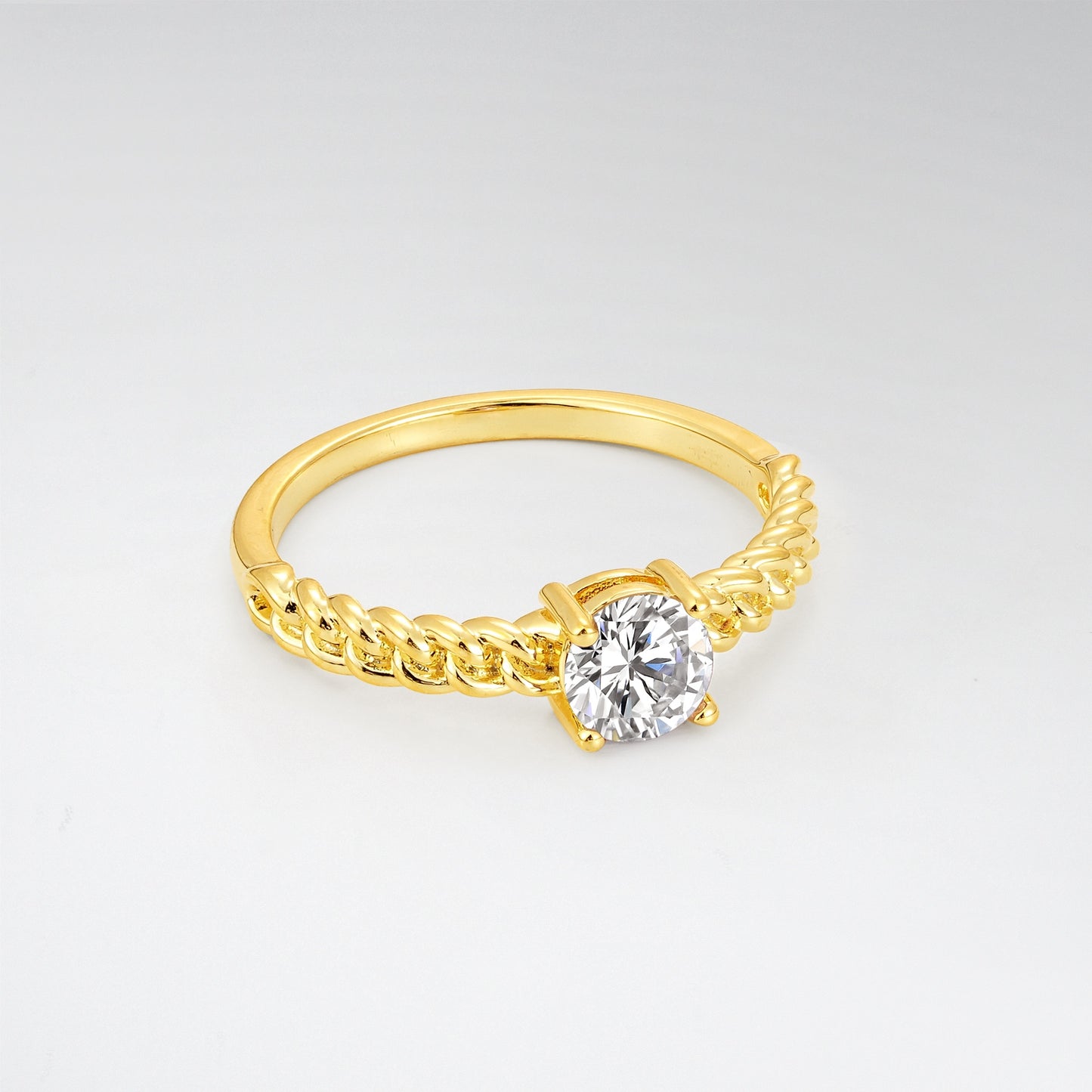 Round Cut Twisted Rope Lab Diamond Solitaire Engagement Ring - Additional view