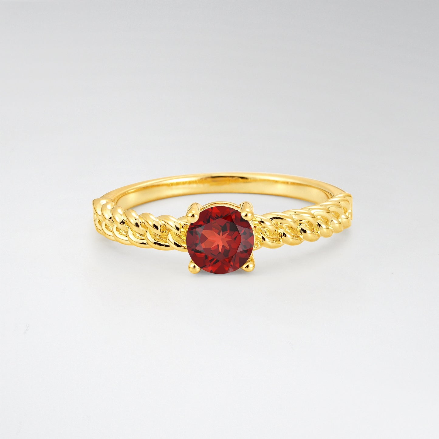 Round Cut Twisted Rope Garnet Solitaire Engagement Ring - Additional view