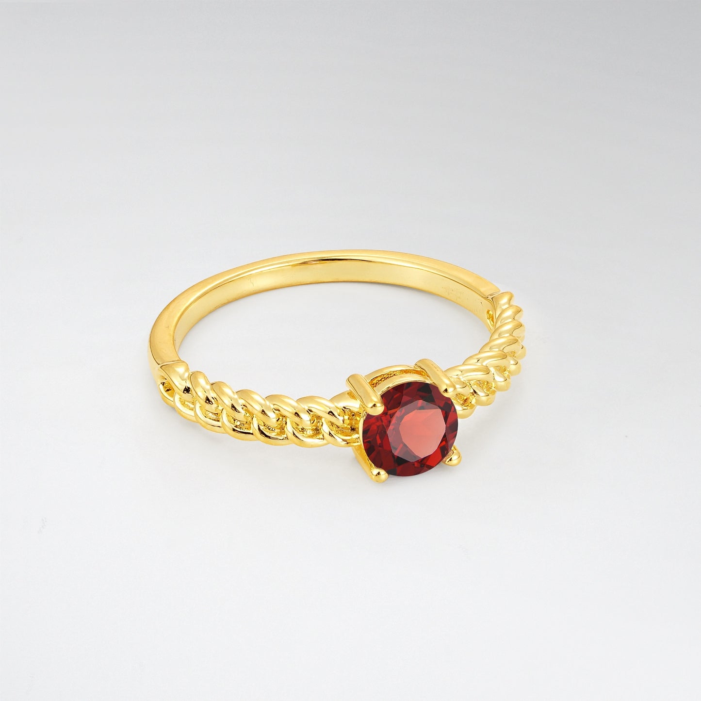 Round Cut Twisted Rope Garnet Solitaire Engagement Ring - Additional view
