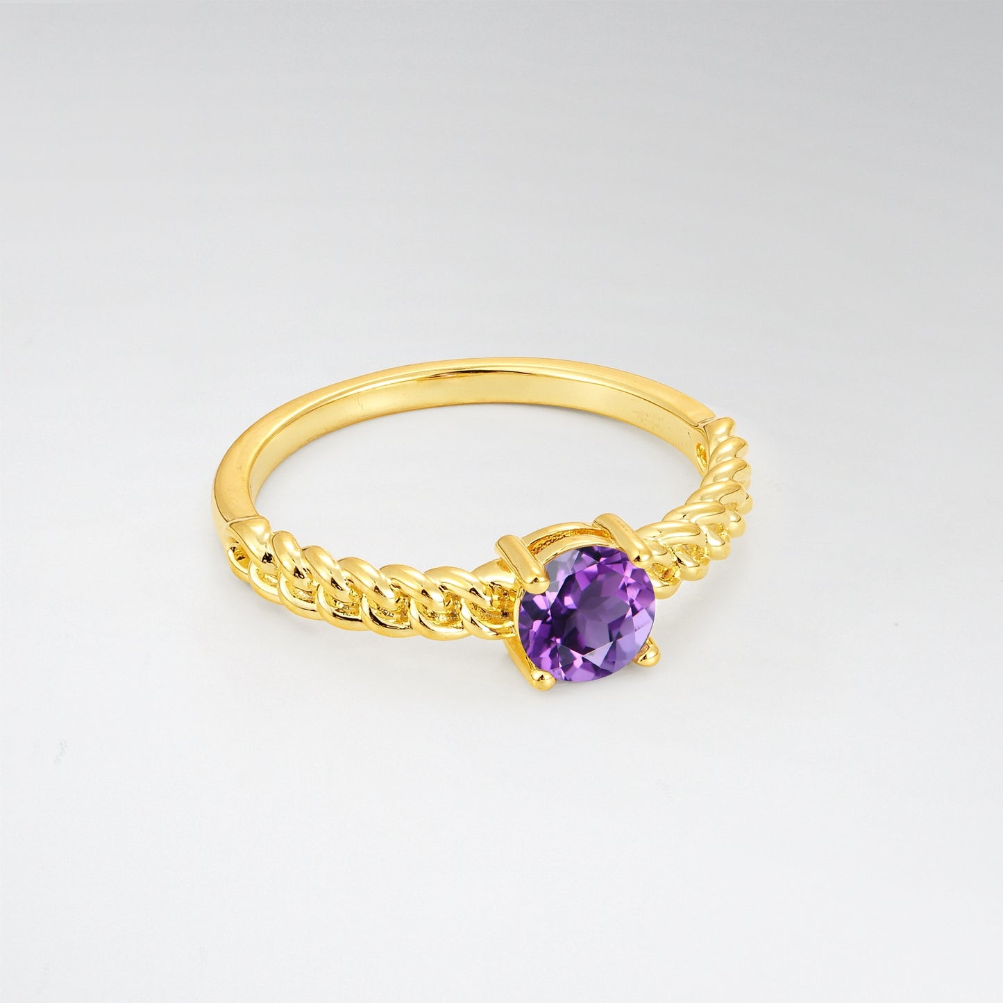 Round Cut Twisted Rope Amethyst Solitaire Engagement Ring - Additional view