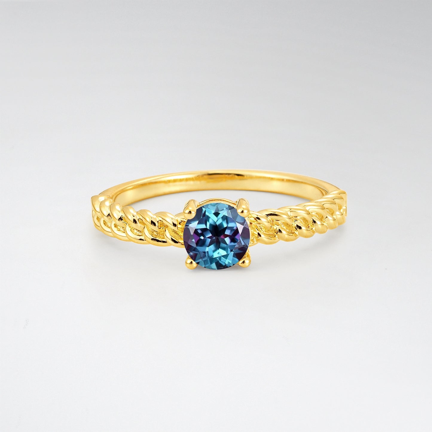 Round Cut Twisted Rope Alexandrite Solitaire Engagement Ring - Additional view