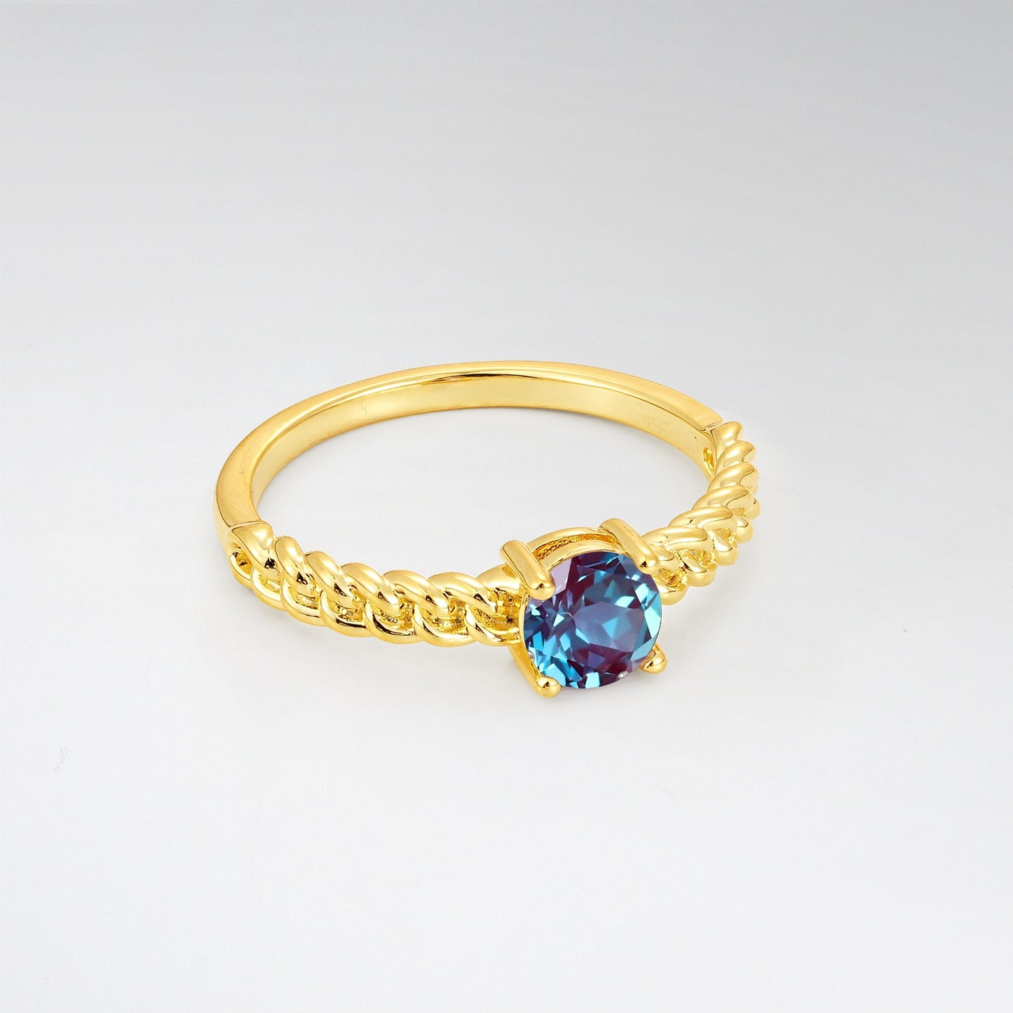 Round Cut Twisted Rope Alexandrite Solitaire Engagement Ring - Additional view