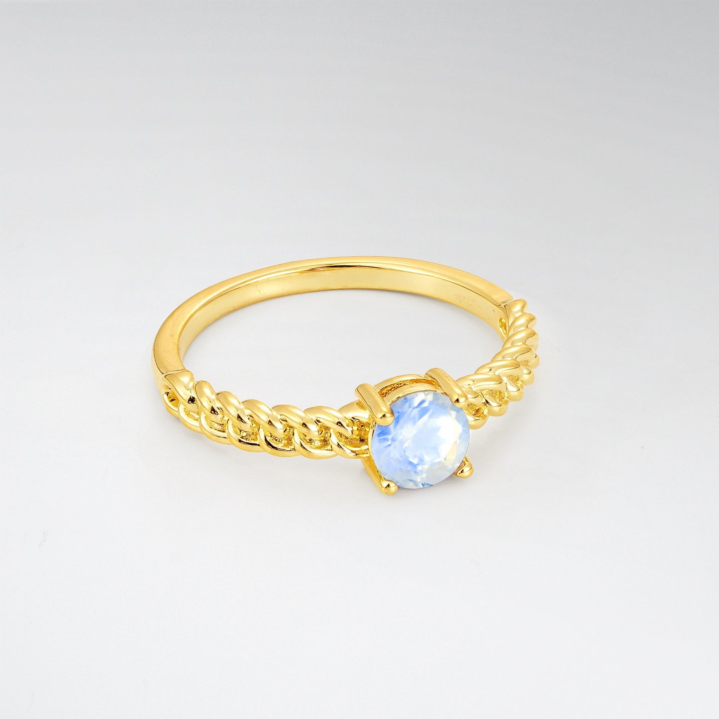 Round Cut Twisted Rope Moonstone Solitaire Engagement Ring - Additional view