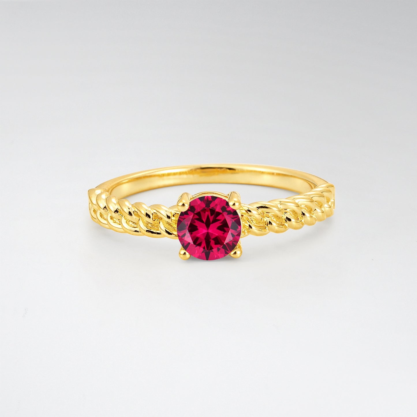 Round Cut Twisted Rope Ruby Solitaire Engagement Ring - Additional view