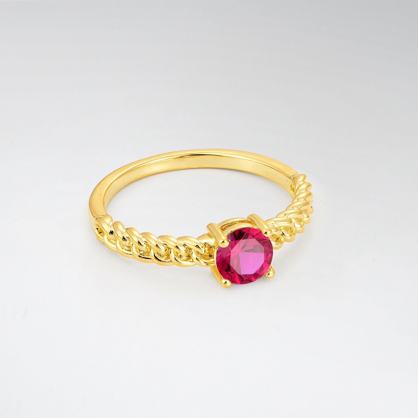 Round Cut Twisted Rope Ruby Solitaire Engagement Ring - Additional view