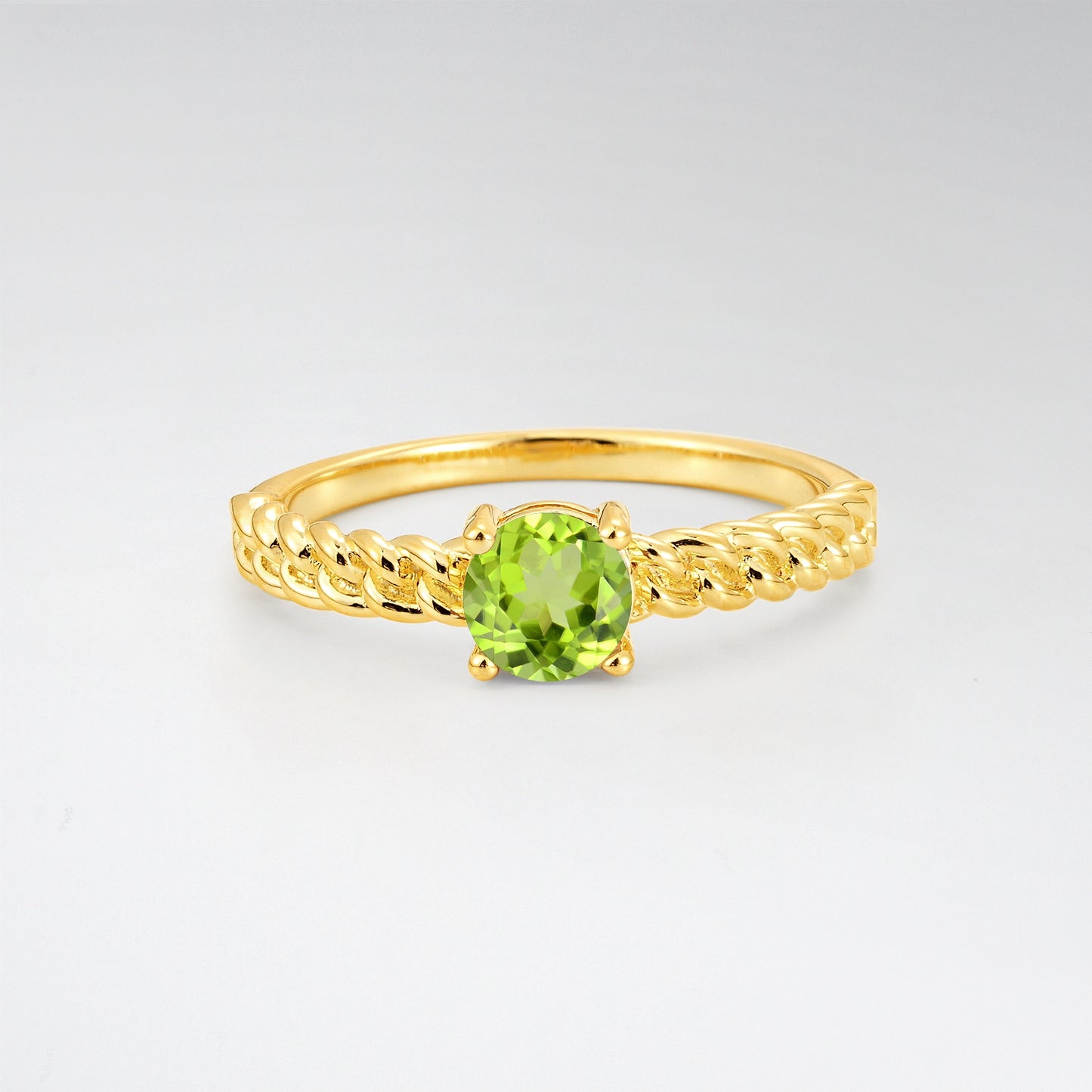 Round Cut Twisted Rope Peridot Solitaire Engagement Ring - Additional view