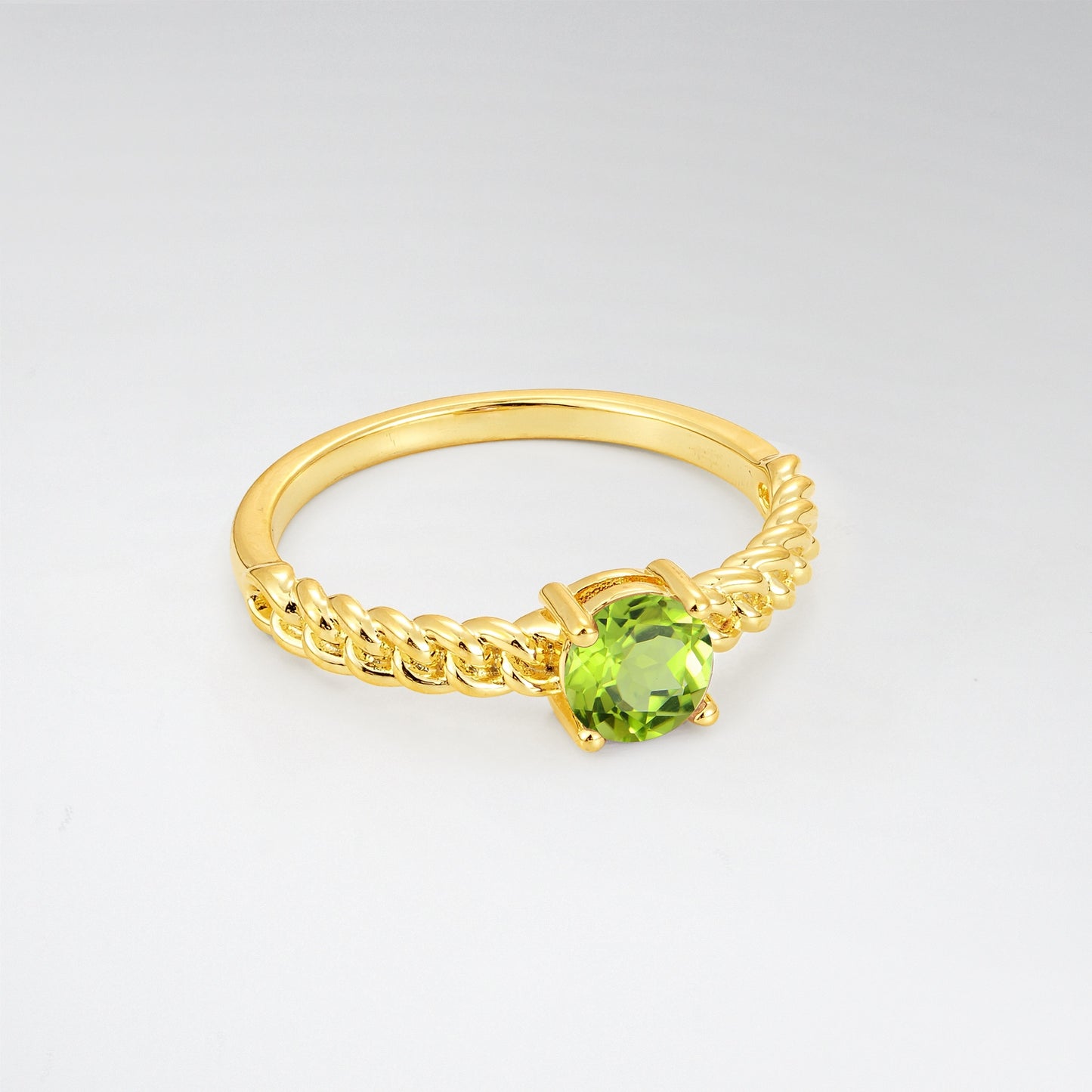 Round Cut Twisted Rope Peridot Solitaire Engagement Ring - Additional view