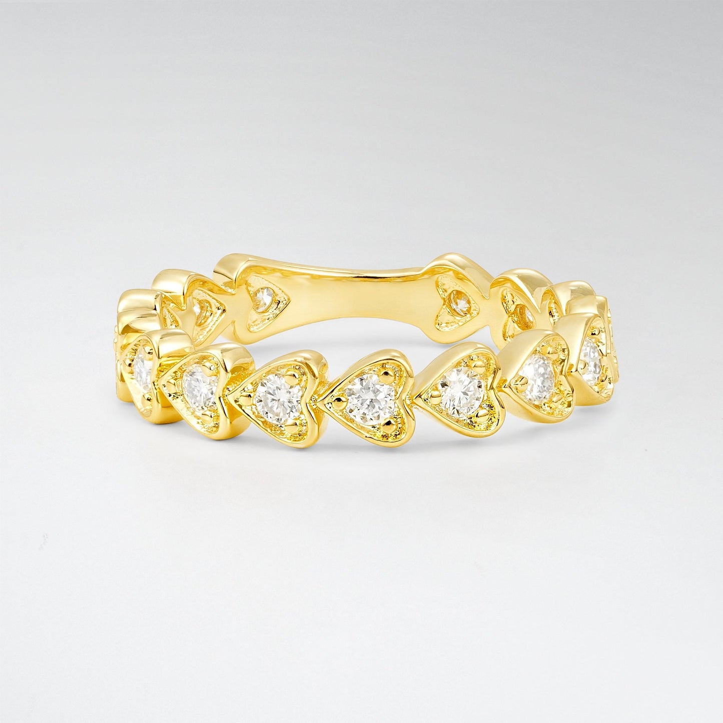 Unique Round Cut Moissanite Heart Eternity Fashion Ring - Additional view