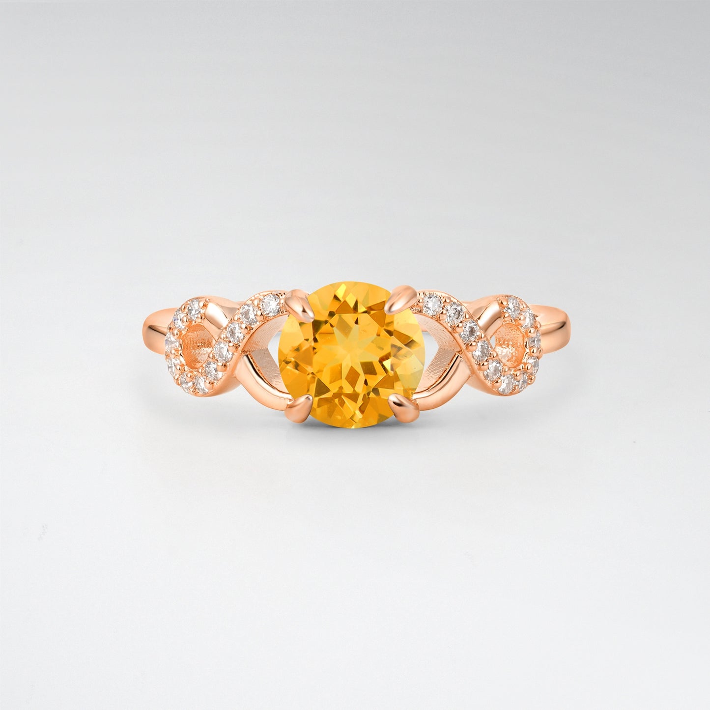 Classic Round Cut Citrine Infinity Engagement Ring for Her - Additional view