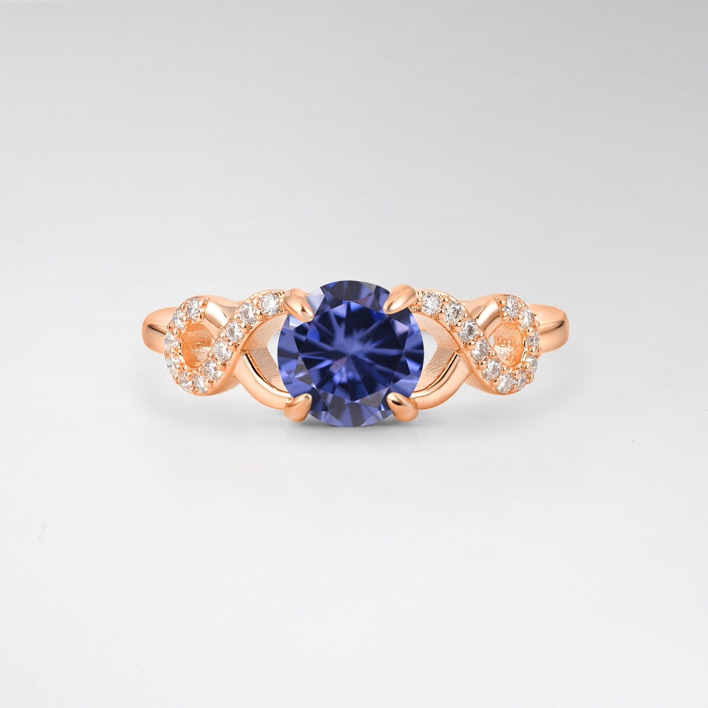 Classic Round Cut Tanzanite Infinity Engagement Ring for Her - Additional view
